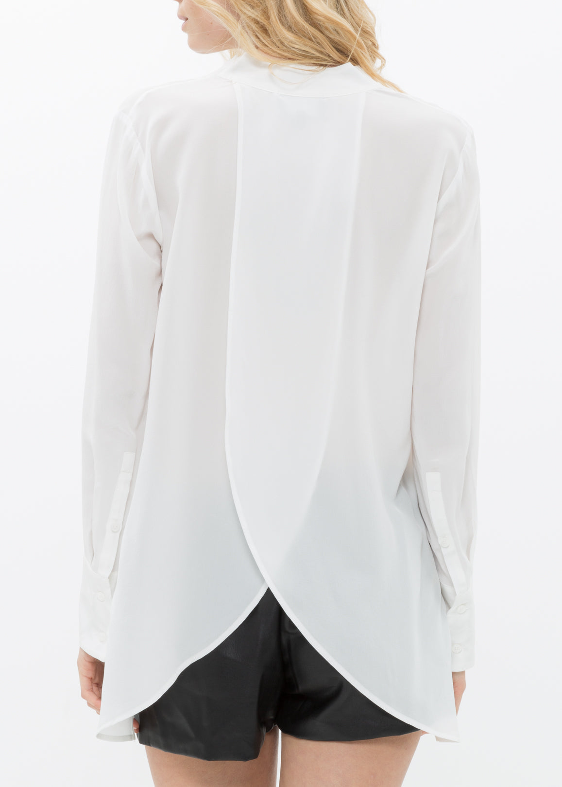 Women's Sheer Placket Hi Lo Blouse-Lemon Hera-L-Cloud Blue-Urbanheer