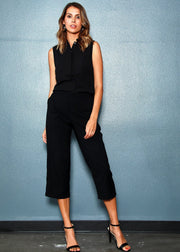 Women's Stand Collar Sleeveless Blouse-Lemon Hera-L-Black-Urbanheer