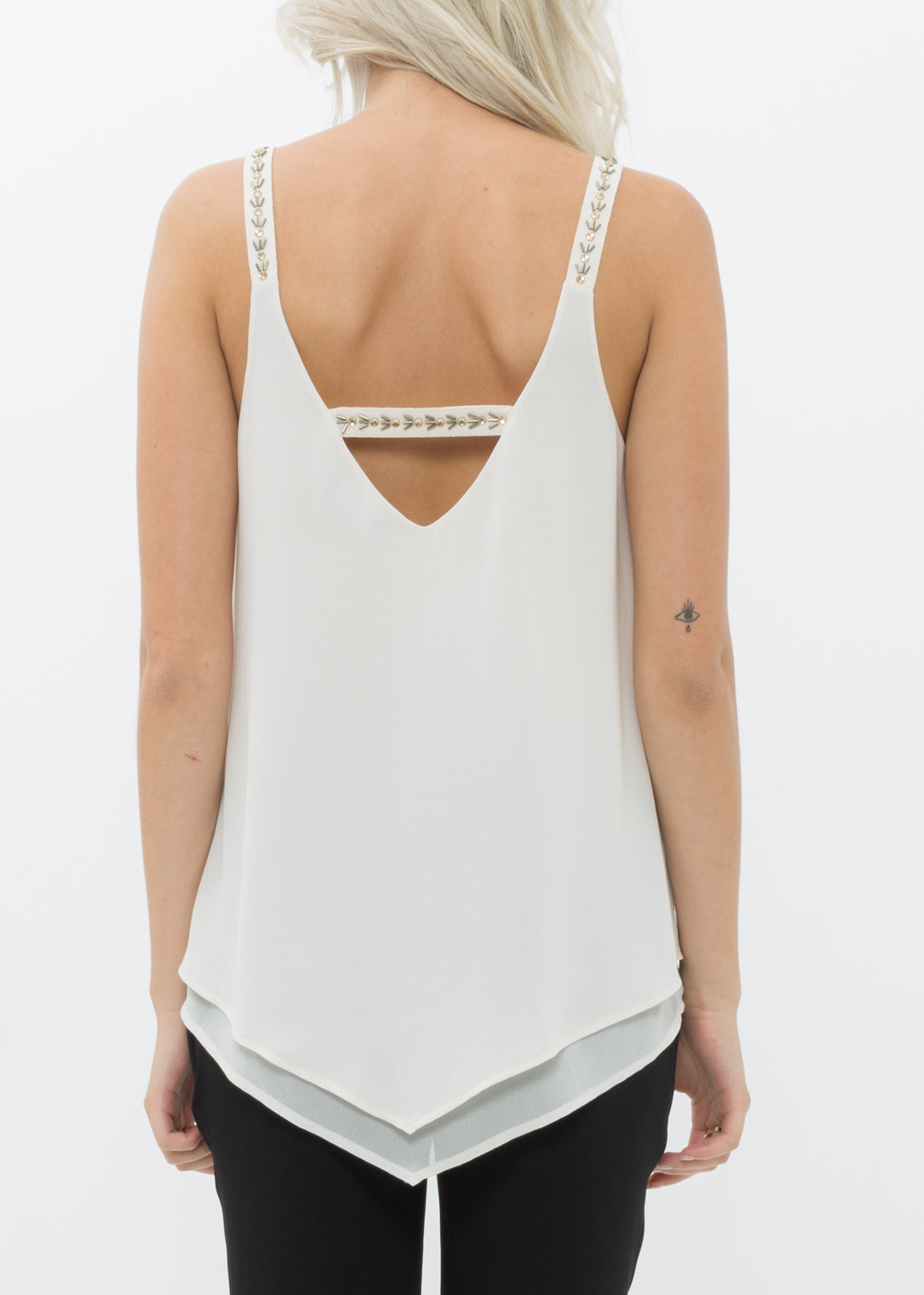 Embellished Chiffon Camisole Top In Cream-Lemon Hera-L-Cream-Urbanheer