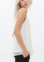 Embellished Chiffon Camisole Top In Cream-Lemon Hera-L-Cream-Urbanheer