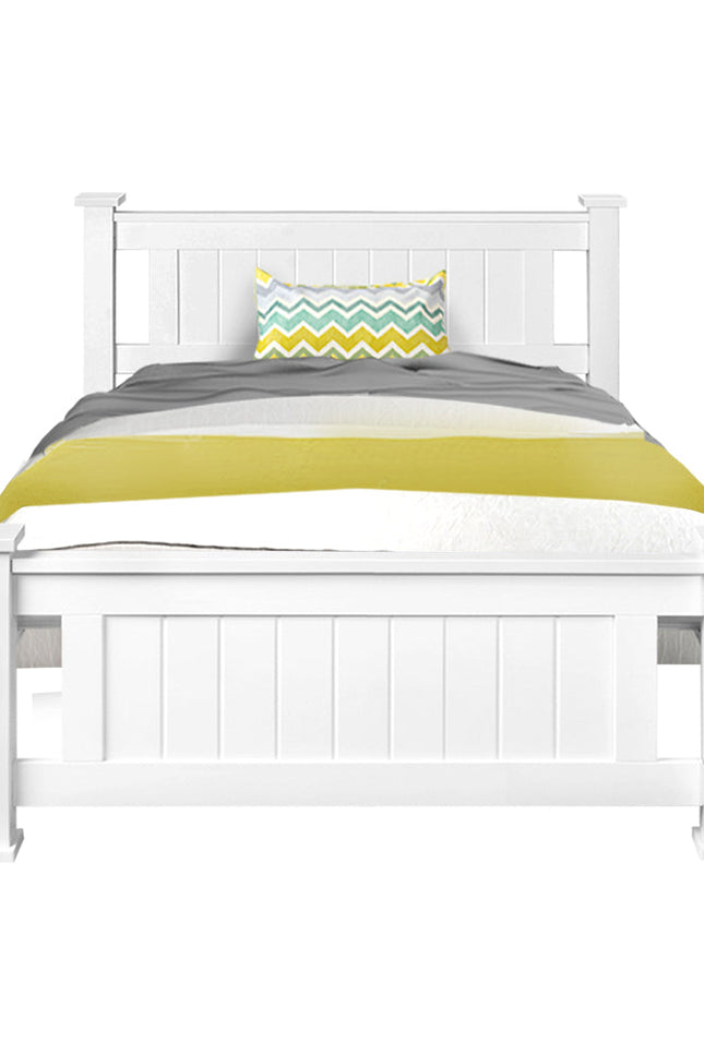 King Single Wooden Bed Frame - White-Artiss-Urbanheer