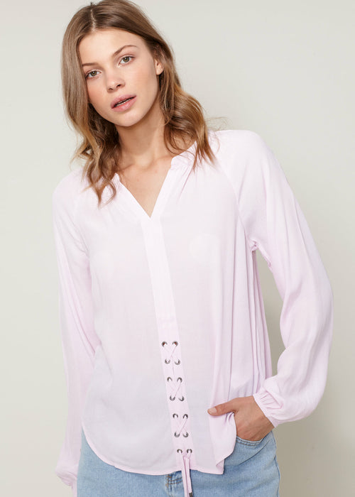 Women's Lace Up Blouse-Lemon Hera-L-Sweet Peony-Urbanheer