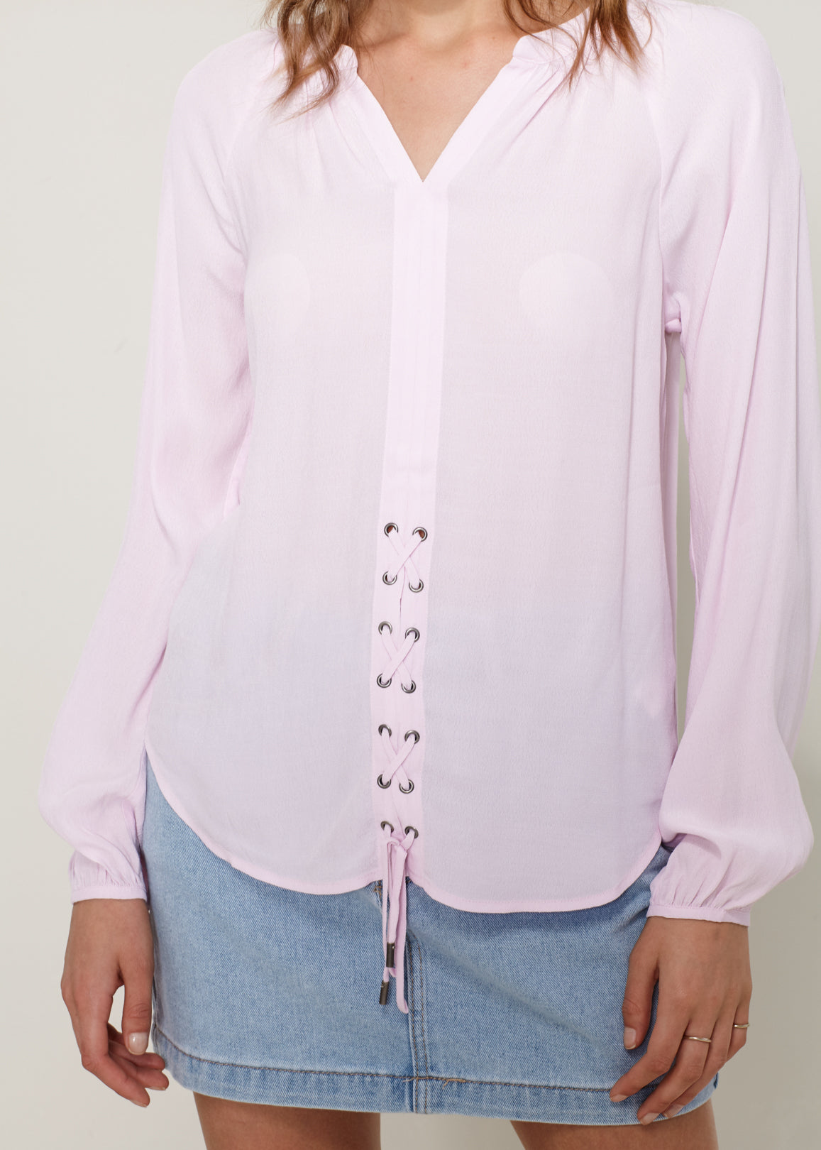 Women's Lace Up Blouse-Lemon Hera-L-Ivory-Urbanheer