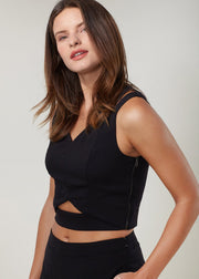 Women's V-neck Sleeveless Cropped Top In Black-Lemon Hera-L-Urbanheer