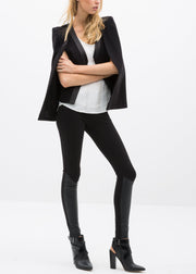 Black Leather Contrast Skinny Pants-Lemon Hera-L-Black-Urbanheer