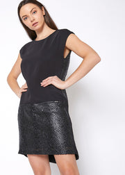 Sleeveless Round Neck Zip-Up Dress In Black-Lemon Hera-L-Urbanheer