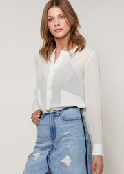 Sheer Button Up Blouse-Lemon Hera-L-Honey Dew-Urbanheer