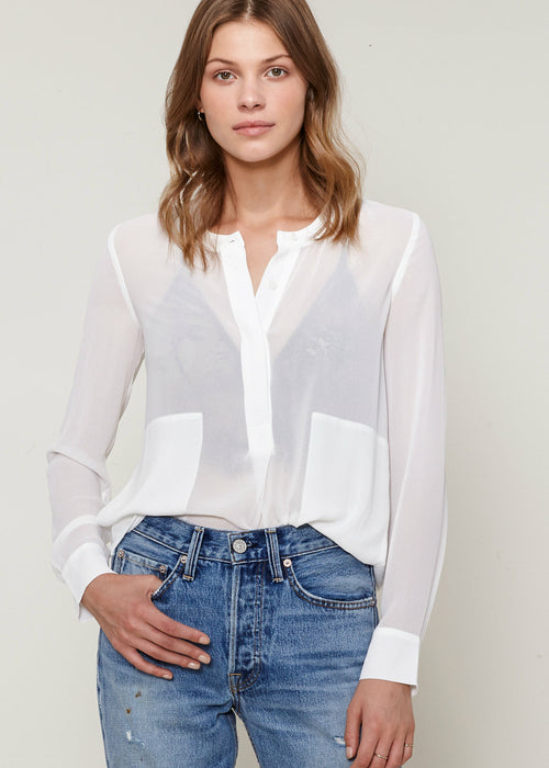 Sheer Button Up Blouse-Lemon Hera-L-Ivory-Urbanheer