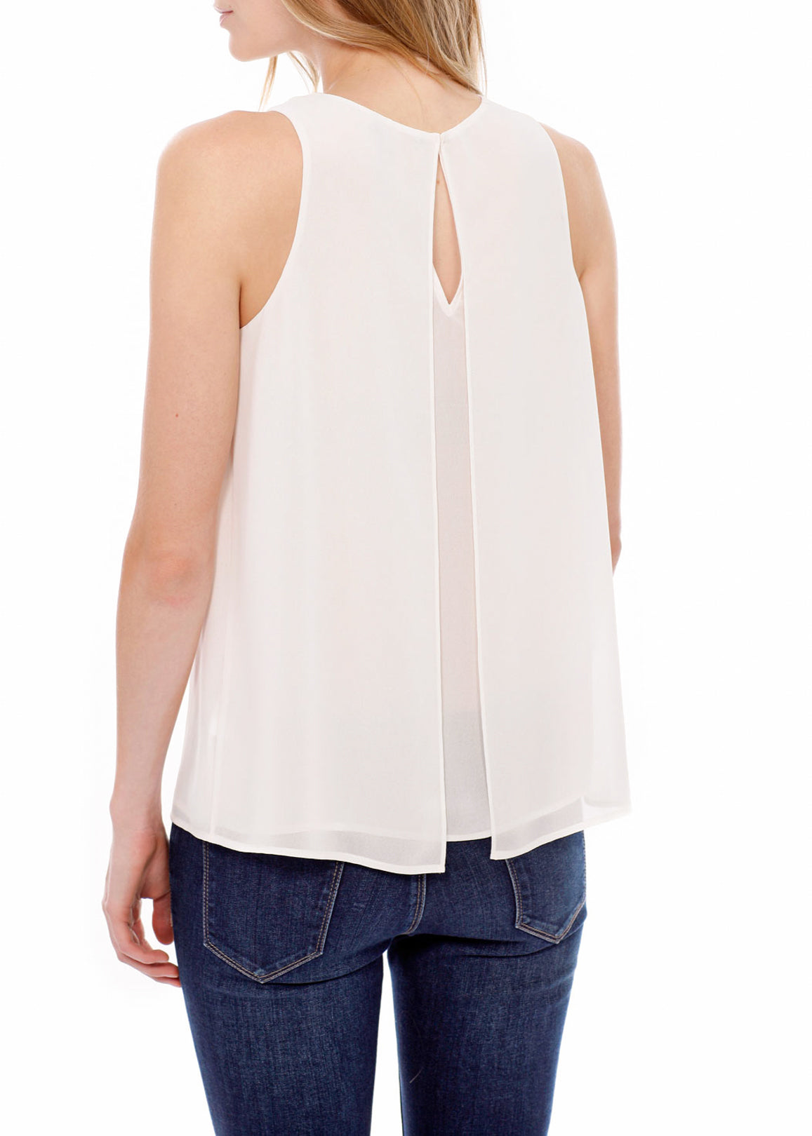Women'S Sleeveless Slit Blouse-Lemon Hera-L-Cream-Urbanheer