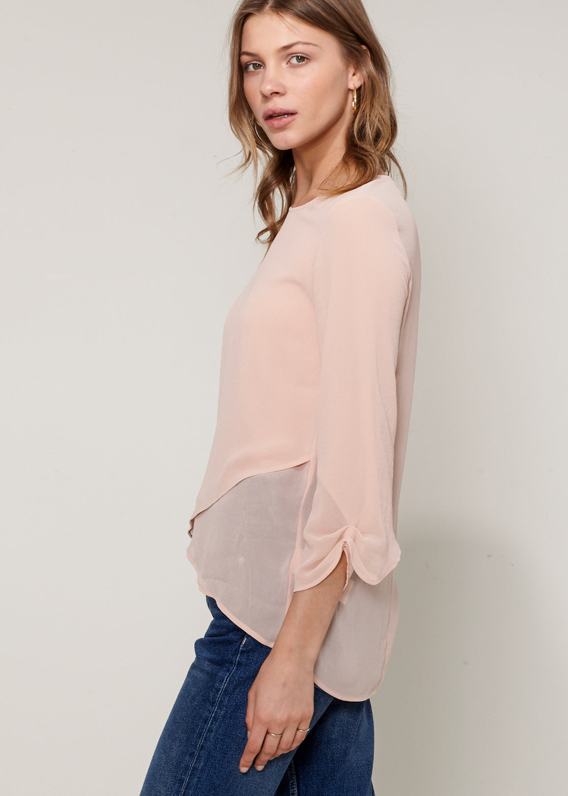 Women's Cross Hem Blouse-Lemon Hera-L-Blush-Urbanheer