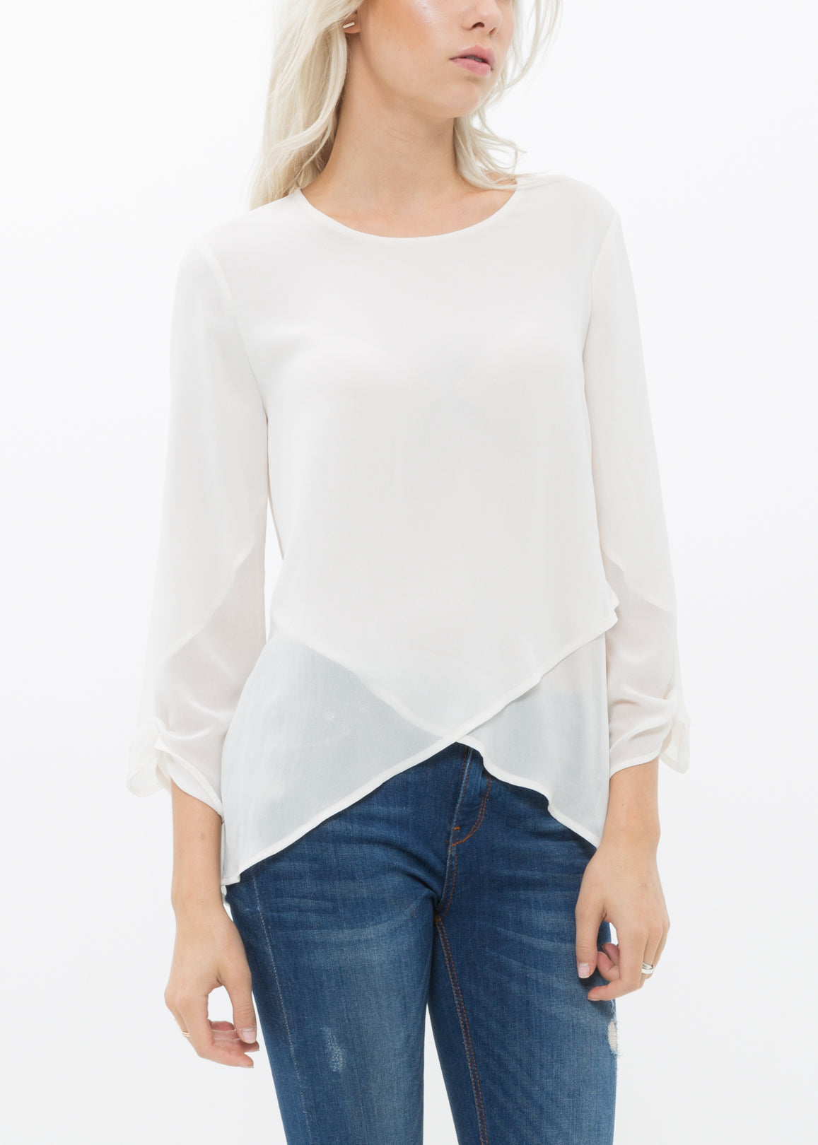 Women's Cross Hem Blouse-Lemon Hera-L-Blush-Urbanheer