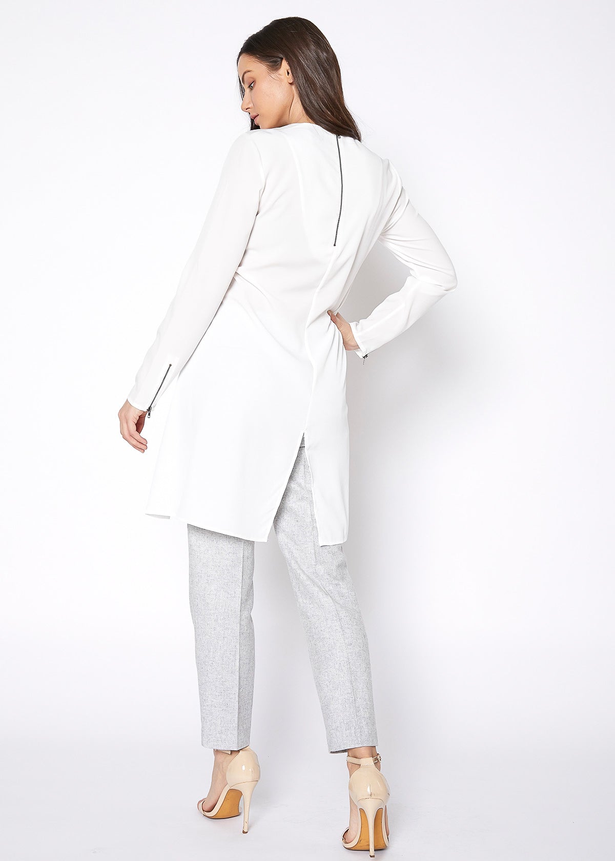 Slit Hem Twist Front Dress-Lemon Hera-L-Dove Silver-Urbanheer