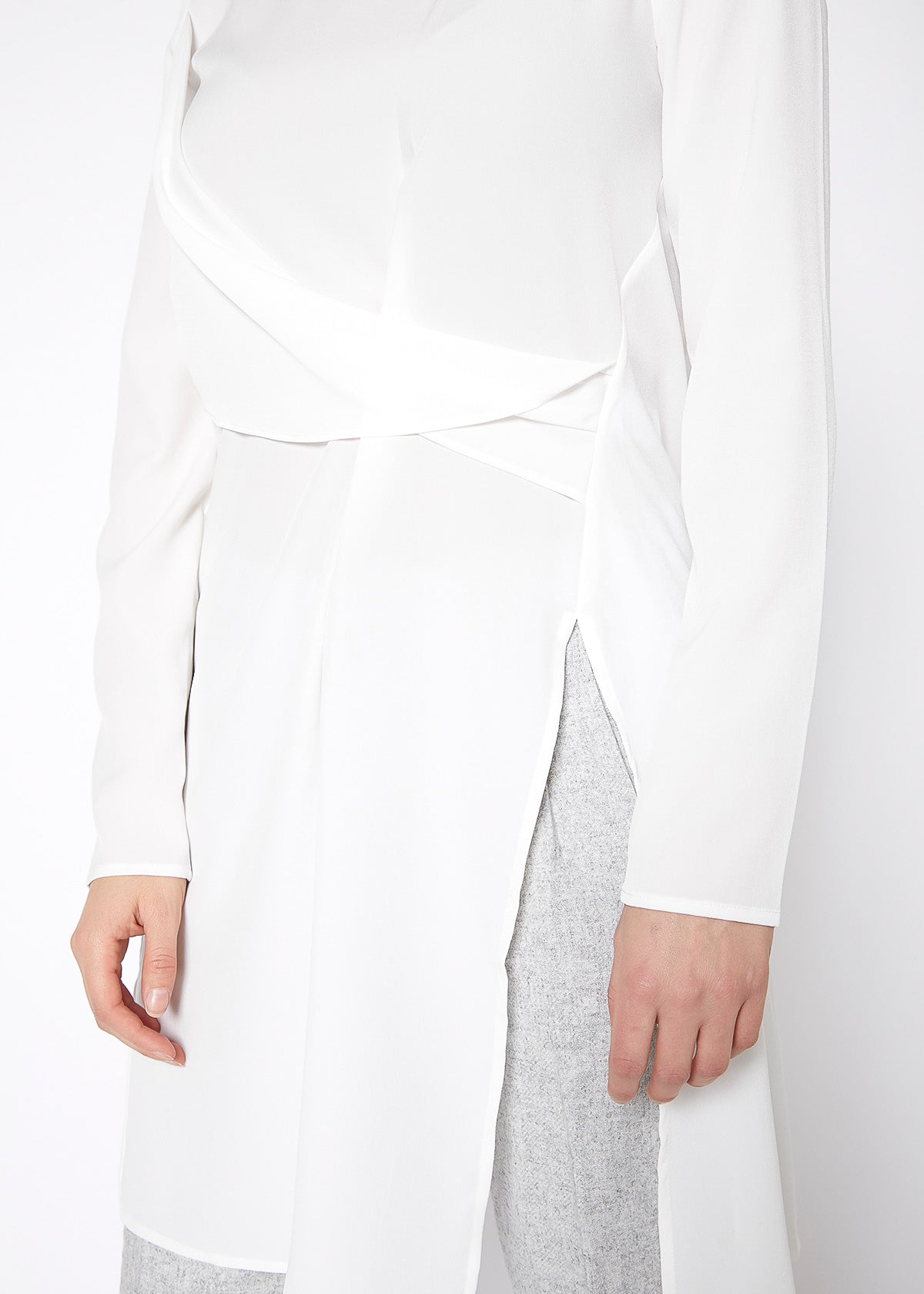 Slit Hem Twist Front Dress-Lemon Hera-L-Dove Silver-Urbanheer