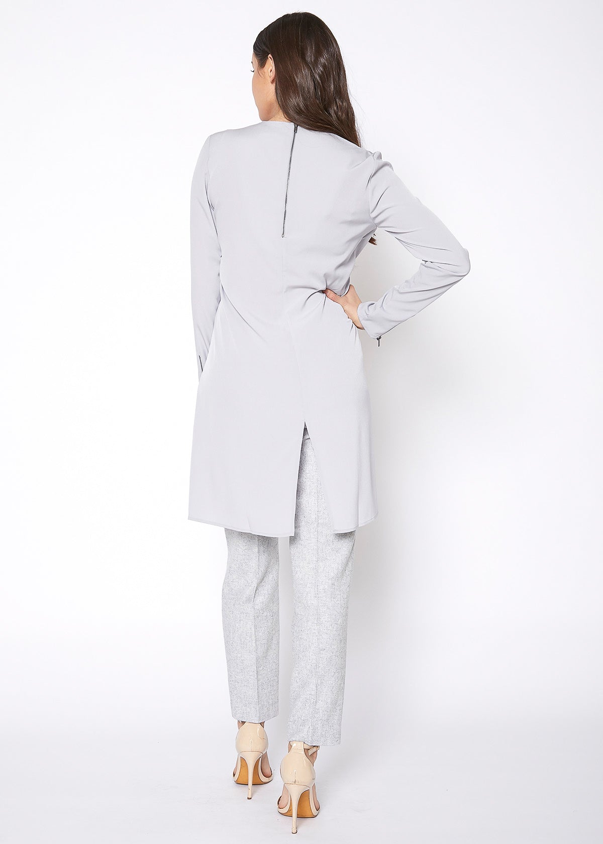 Slit Hem Twist Front Dress-Lemon Hera-L-Dove Silver-Urbanheer