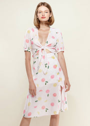 Fruit Punch Tie Hem Open Front Blouse In Fruit Punch-Lemon Hera-L-Urbanheer