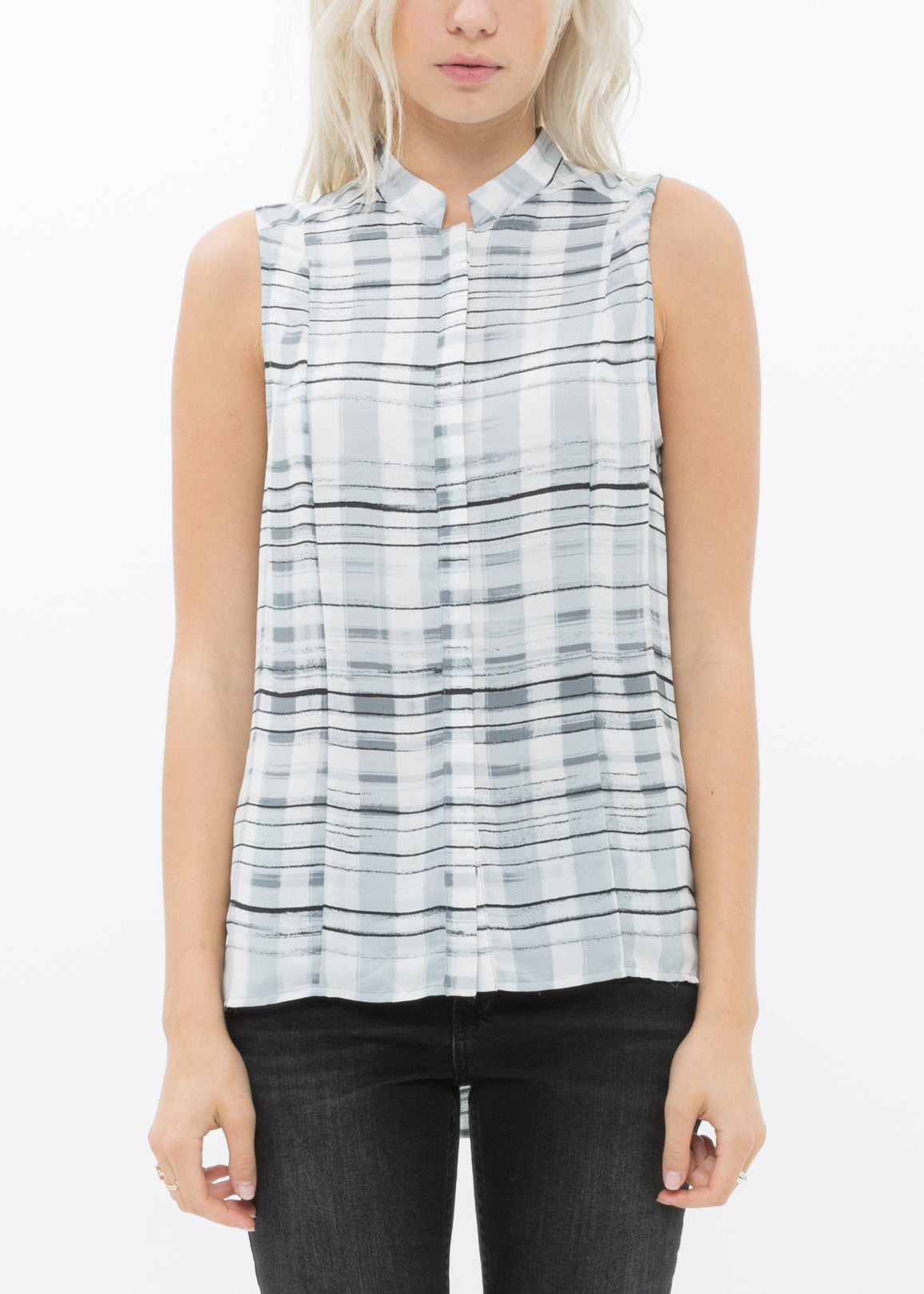 Women'S Sleeveless Shirt In Plaid-Lemon Hera-L-Urbanheer