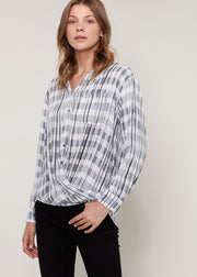 Printed Wrap Hem Blouse-Lemon Hera-L-Urbanheer