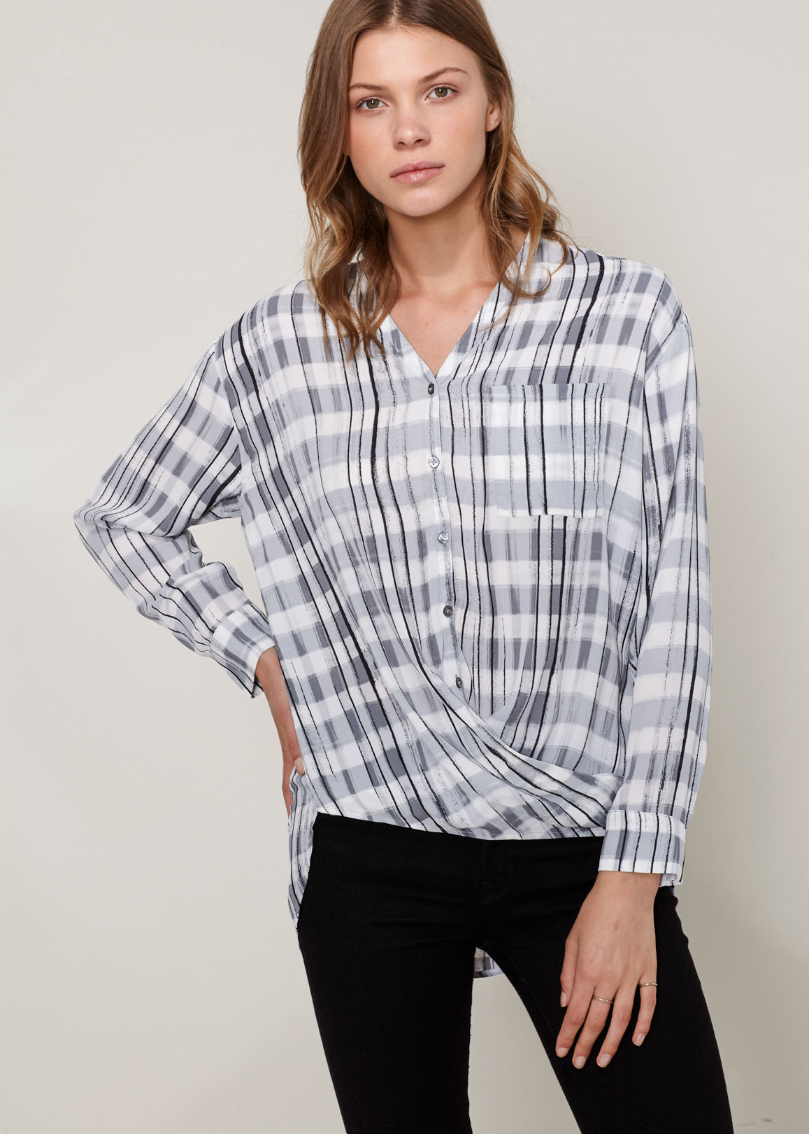 Printed Wrap Hem Blouse-Lemon Hera-L-Urbanheer