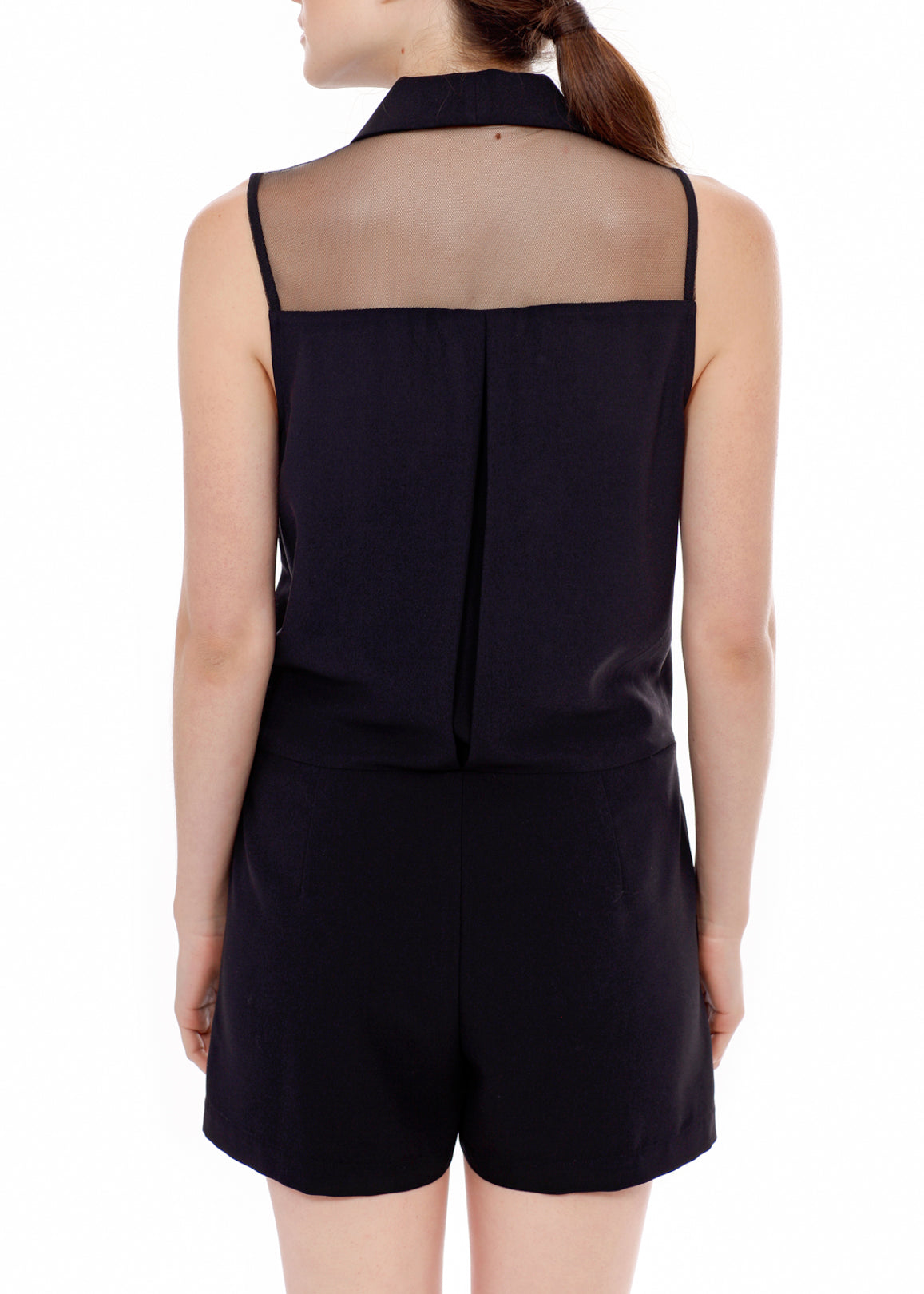 V-Neck Sleeveless Romper In Black-Lemon Hera-L-Urbanheer