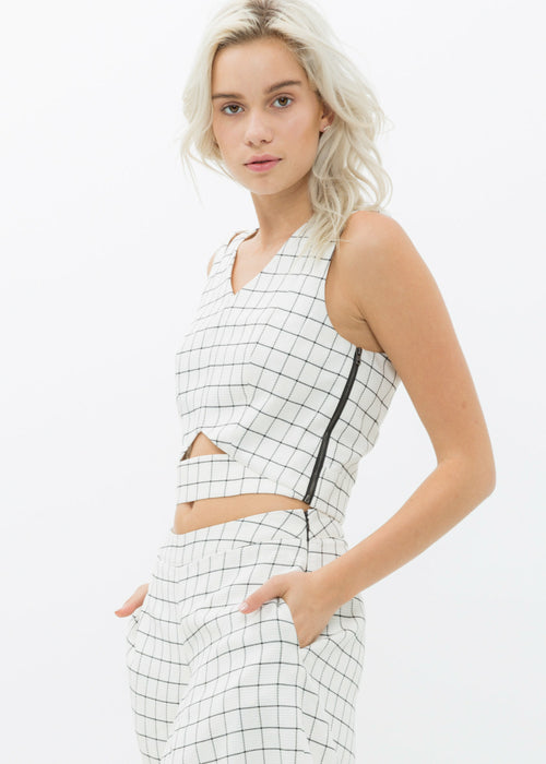 Women'S Sleeveless Slit Blouse In Jaquard-Lemon Hera-L-Urbanheer