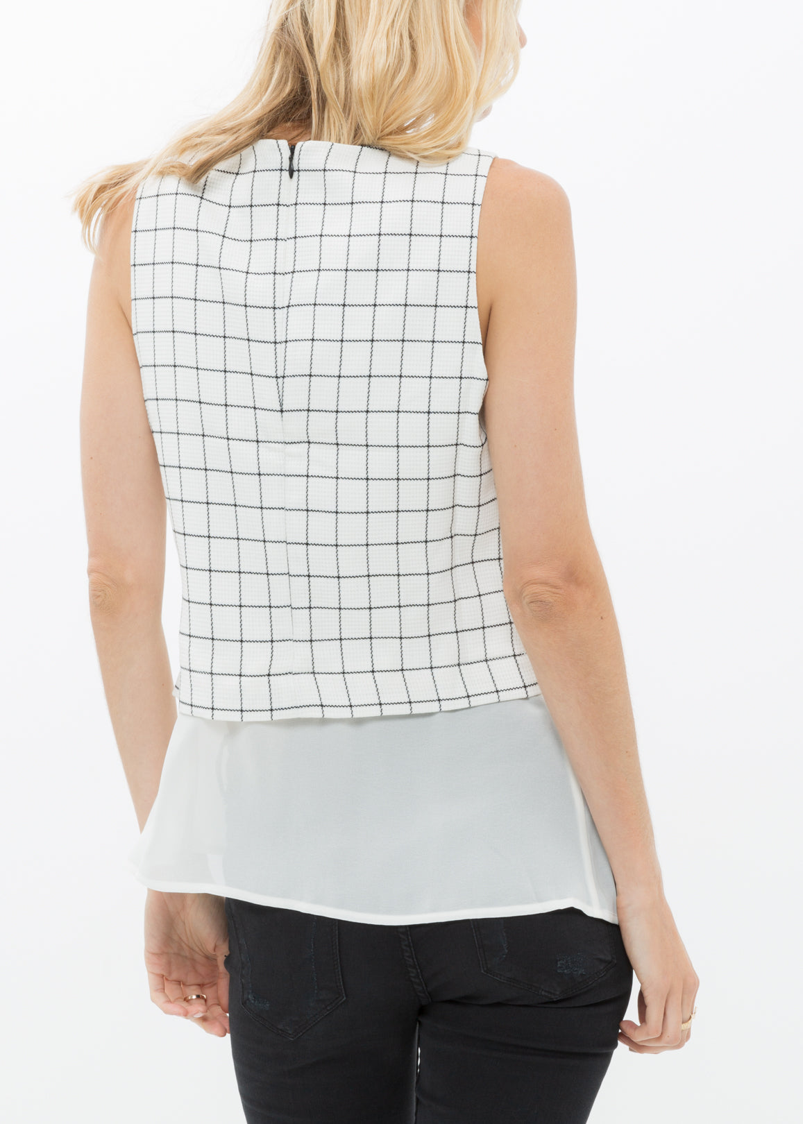 Women'S Sleeveless Top In Square Jacquard-Lemon Hera-L-Urbanheer