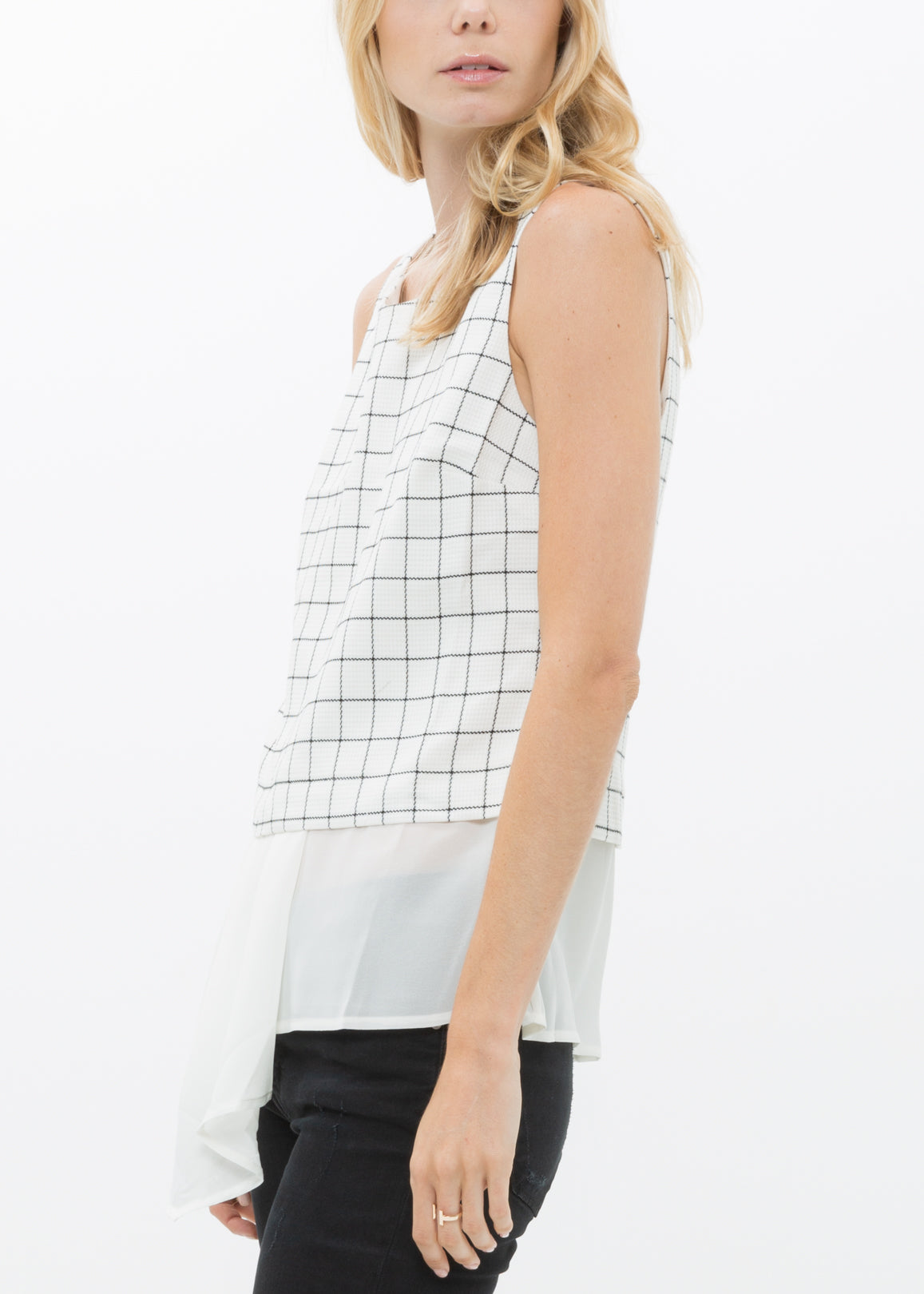 Women'S Sleeveless Top In Square Jacquard-Lemon Hera-L-Urbanheer