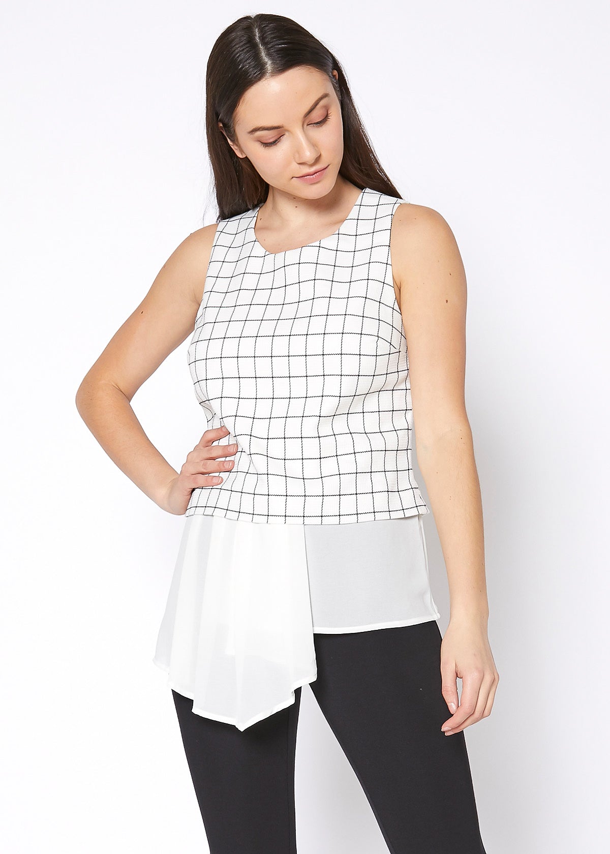 Women'S Sleeveless Top In Square Jacquard-Lemon Hera-L-Urbanheer