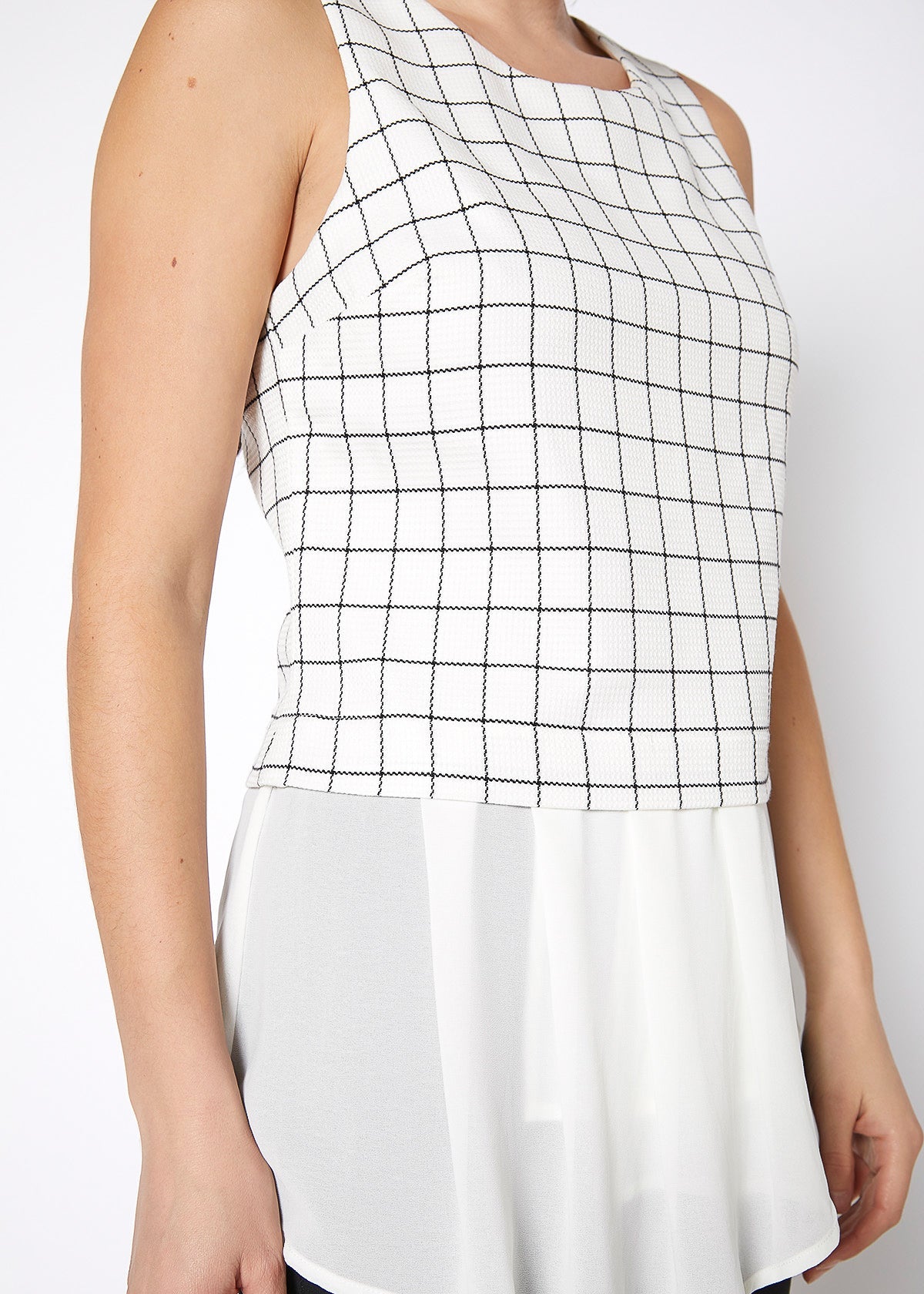 Women'S Sleeveless Top In Square Jacquard-Lemon Hera-L-Urbanheer