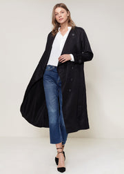 Ro & De Tie Waist Maxi Trench Coat In Black-Lemon Hera-L-Urbanheer