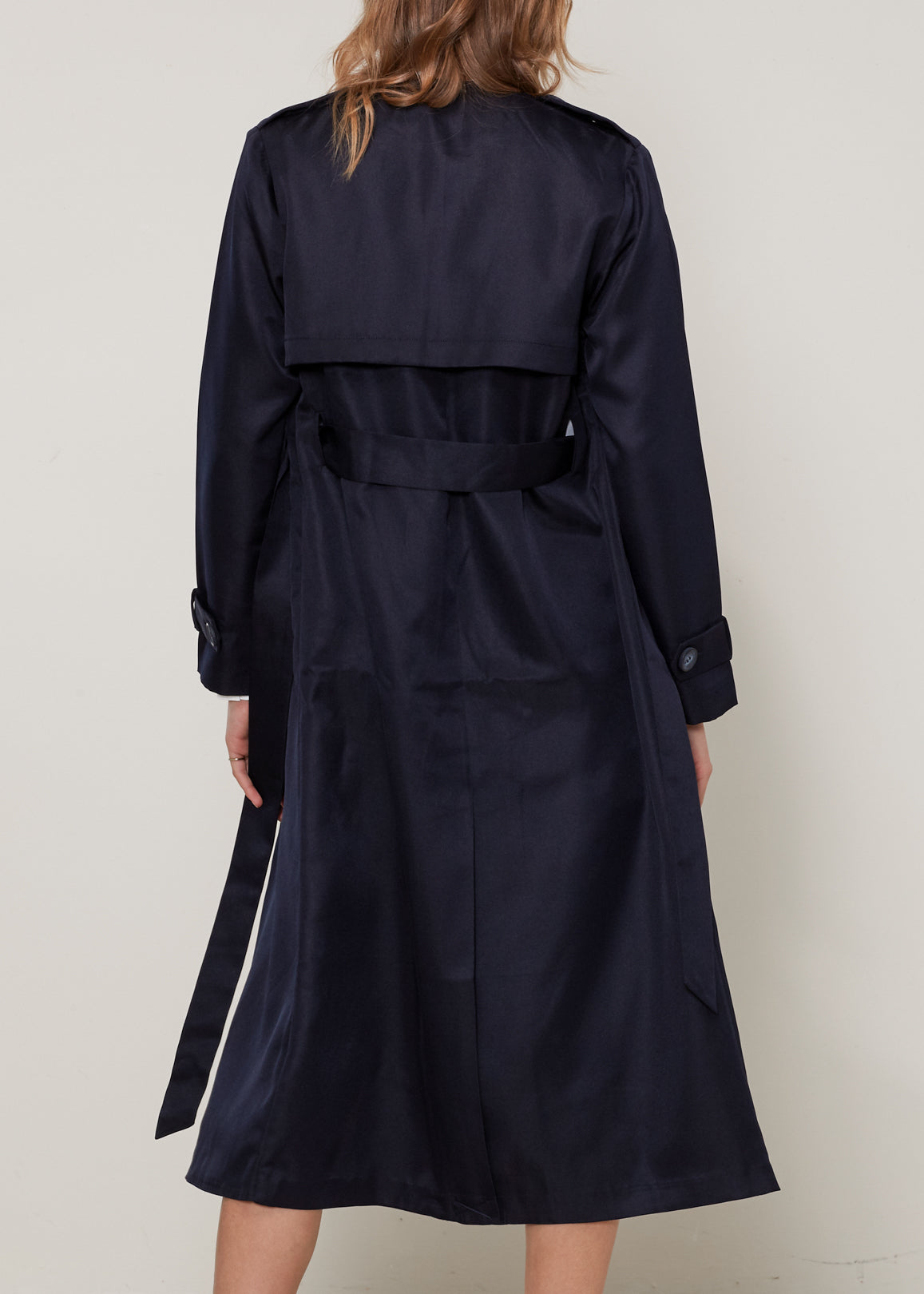 Women's Tie Waist Maxi Trench Coat-Lemon Hera-L-Black-Urbanheer