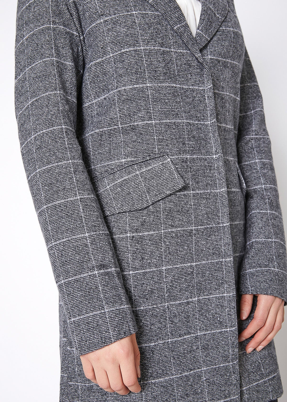 Women'S Notch Collar Longline Jacket In Paprika-Lemon Hera-L-Grey Plaid-Urbanheer