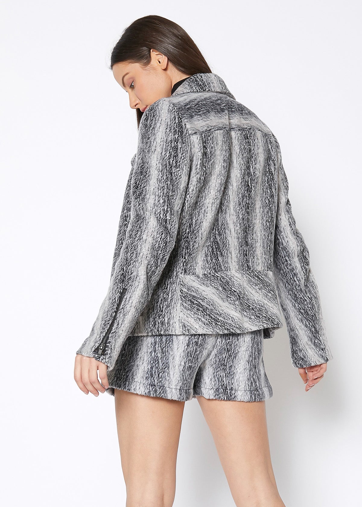 Women'S Brushed Wool Moto Jacket-Lemon Hera-L-Urbanheer