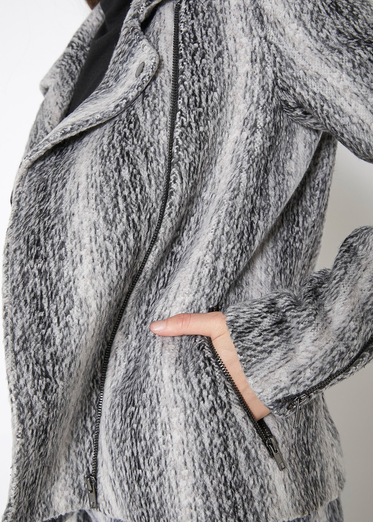 Women'S Brushed Wool Moto Jacket-Lemon Hera-L-Urbanheer