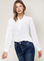Women'S Mandarin Collar Shirt Blouse In Ivory-Lemon Hera-L-Urbanheer