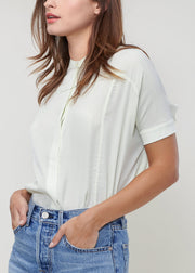 Women'S Mock Neck Plaid Shirt-Lemon Hera-L-Aqua Splash-Urbanheer