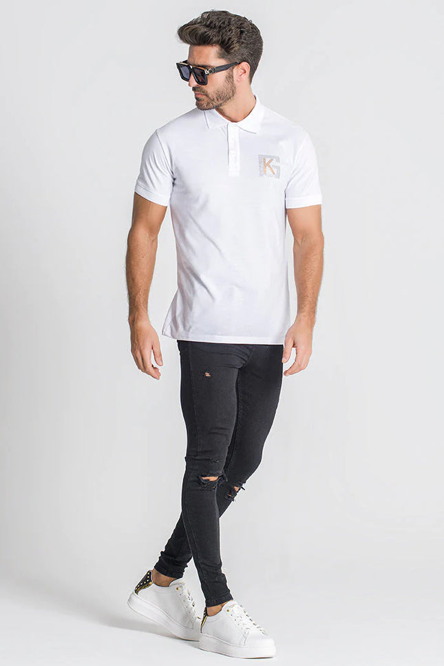 White Carats Men'S Crystals Polo T-Shirt-Clothing - Men-Gianni Kavanagh-S-White-Urbanheer