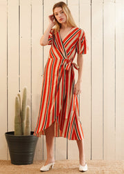 Puff Sleeve Wrap Dress In Poppy Multi-Lemon Hera-L-Poppy Multi-Urbanheer