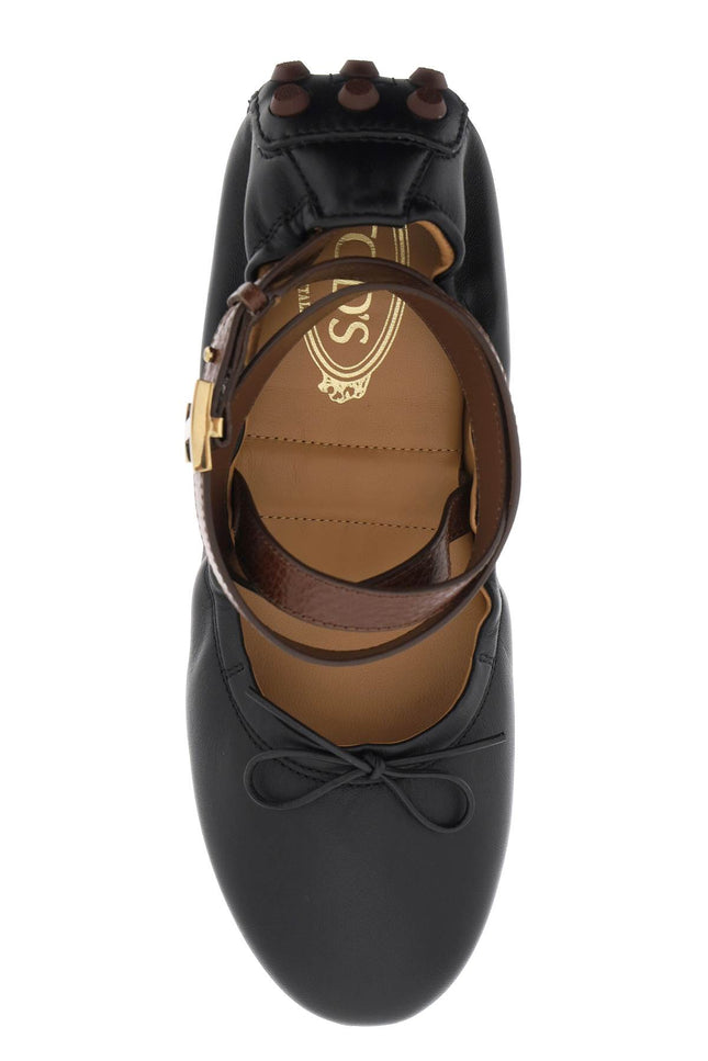 Tod'S Bubble Leather Ballet Flats Shoes With Strap-Tod'S-Urbanheer