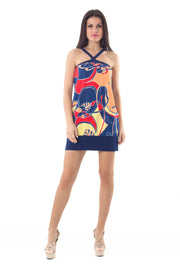 Strappy Print Mini Dress-Dresses-Conquista-S-Urbanheer