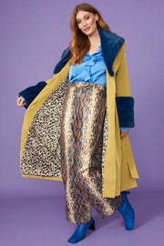 Yellow Faux Leather Trench Coat With Faux Fur Collar And Cuffs-Clothing - Women-Buy Me Fur Ltd-One Size-Yellow-Faux Leather-Urbanheer