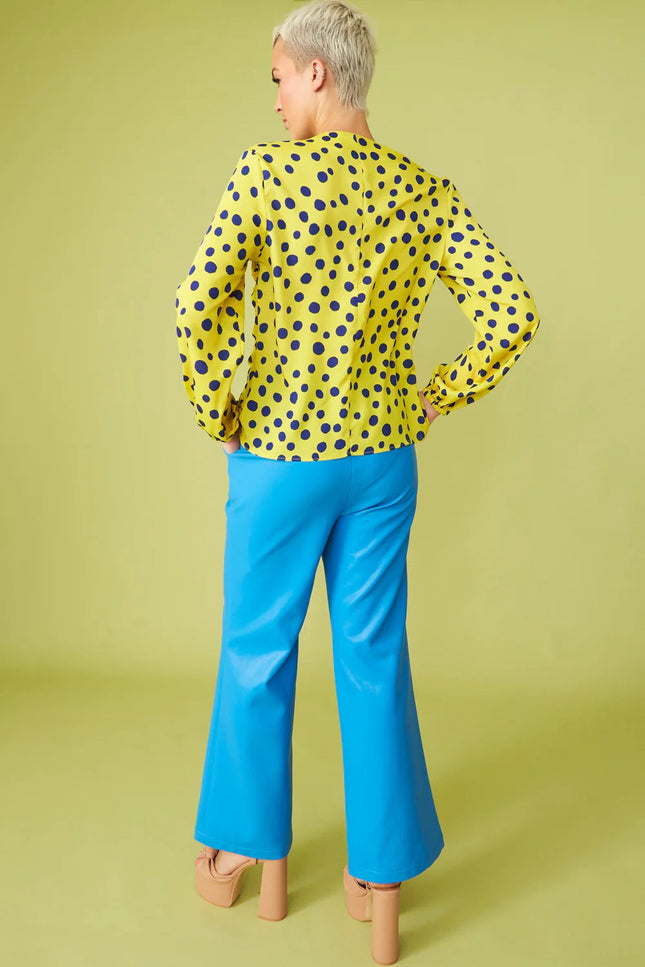 Yellow Silk Blend Polka Dot Parma Blouse-Tops-Buy Me Fur Ltd-Urbanheer
