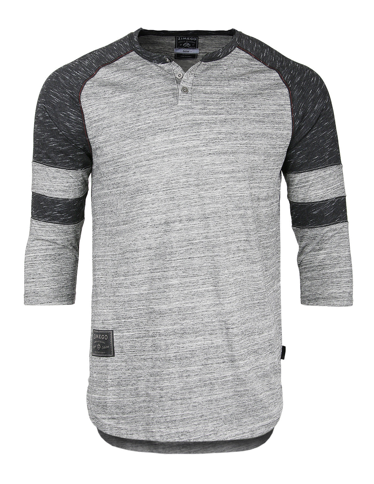 ZIMEGO Men's 3/4 Sleeve Baseball Football College Raglan Henley Athletic T-shirt-ZIMEGO MEN-Small-Grey Black-Urbanheer