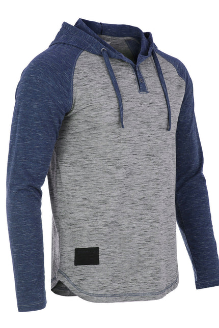 Zimego Men'S Hoodie Pullover Sweatshirt – Long Sleeve Athletic Casual Active Hip Hop Button Raglan Henley Shirt Hooded Top