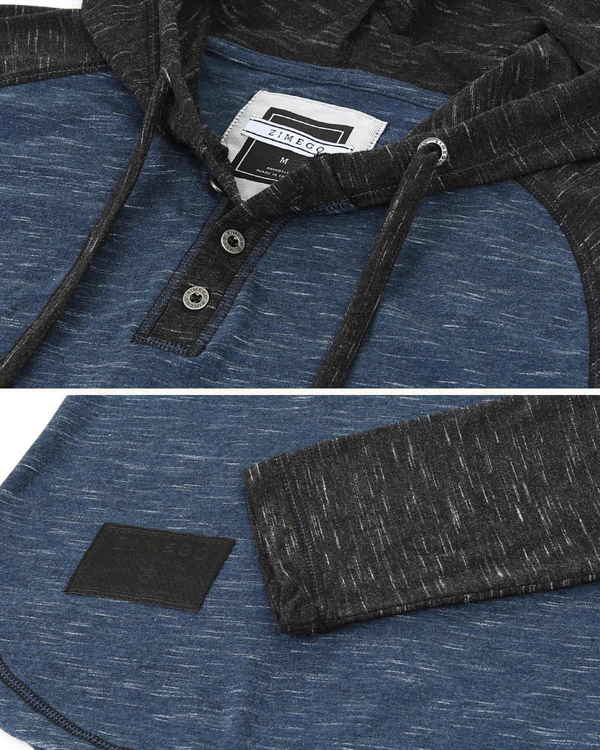 Zimego Men'S Hoodie Pullover Sweatshirt – Long Sleeve Athletic Casual Active Hip Hop Button Raglan Henley Shirt Hooded Top-ZIMEGO MEN-Medium-Navy / Black-Urbanheer