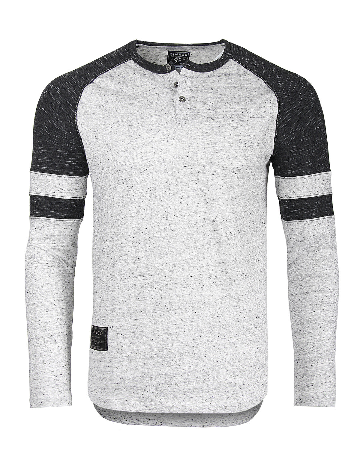 Zimego Men’S Long Sleeve Athletic Contrast Stripes Arm Raglan Henley - Zgls146-ZIMEGO MEN-Large-H.GRY-Urbanheer