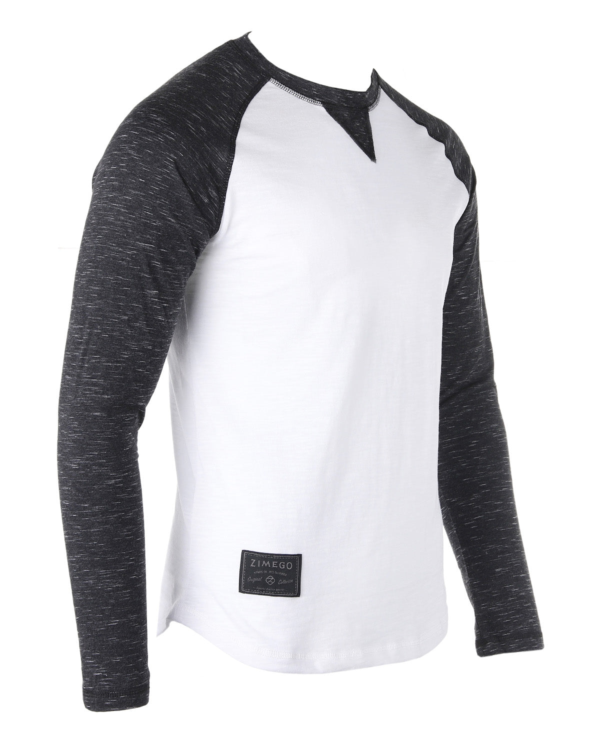 Zimego Men Athletic Fit Baseball Retro Contrast Long Sleeve Raglan T-Shirt-ZIMEGO MEN-Medium-White Black-Urbanheer