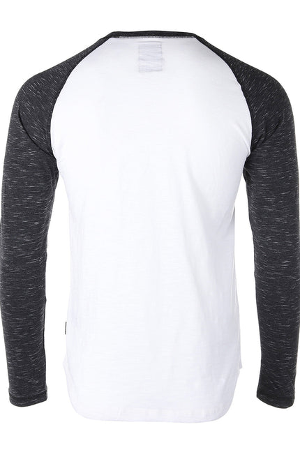 Zimego Men Athletic Fit Baseball Retro Contrast Long Sleeve Raglan T-Shirt