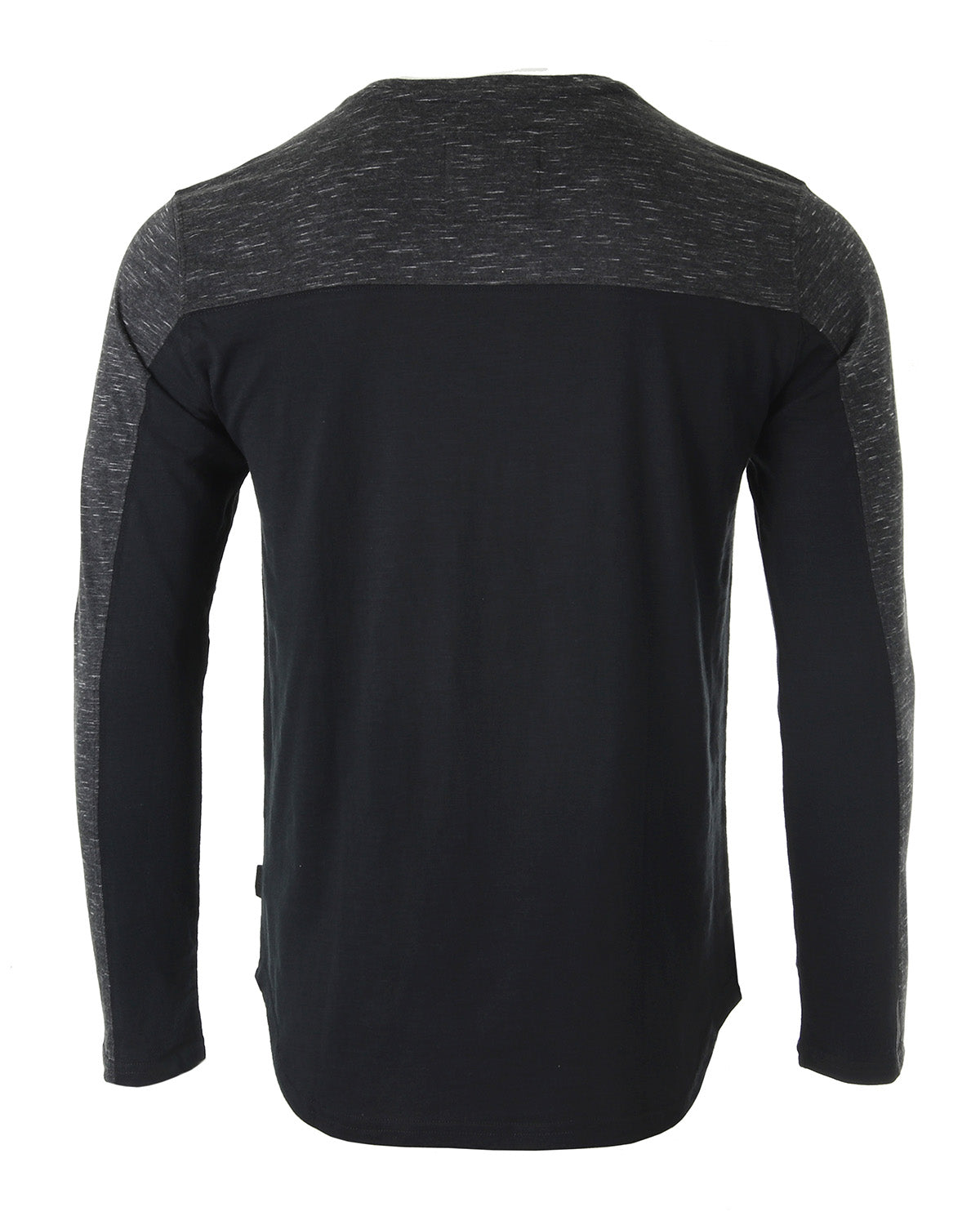 Zimego Men'S Fashion Color Block Long Sleeve Curved Hemline Athletic Hiphop Shirt-ZIMEGO MEN-Small-Dark Grey / Black-Urbanheer