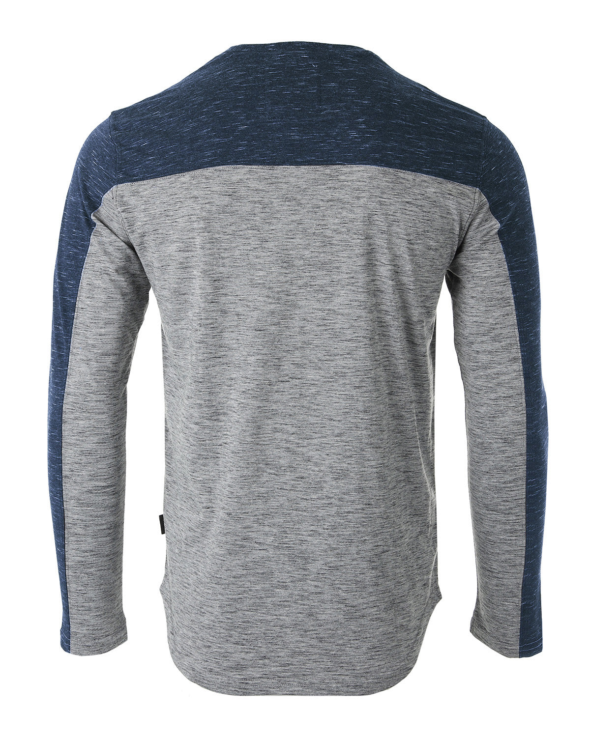 Zimego Men'S Fashion Color Block Long Sleeve Curved Hemline Athletic Hiphop Shirt-ZIMEGO MEN-Small-Dark Grey / Navy-Urbanheer