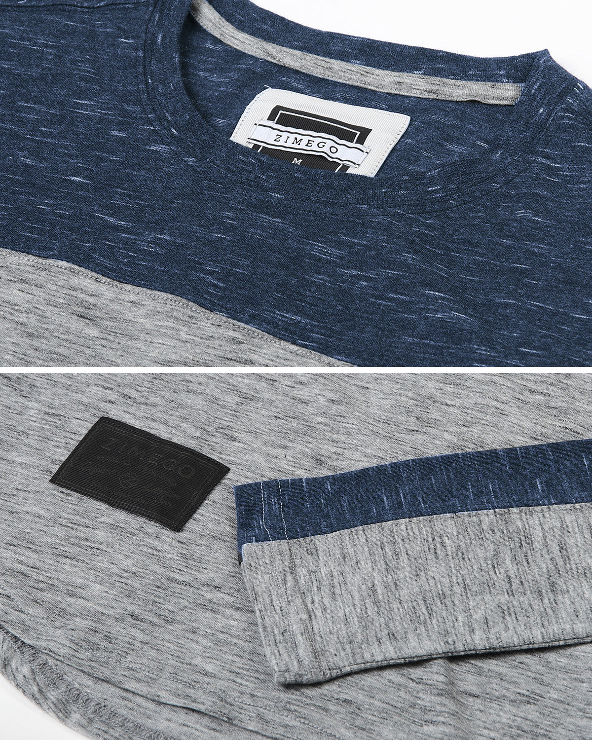 Zimego Men'S Fashion Color Block Long Sleeve Curved Hemline Athletic Hiphop Shirt-ZIMEGO MEN-Small-Maroon / Black-Urbanheer